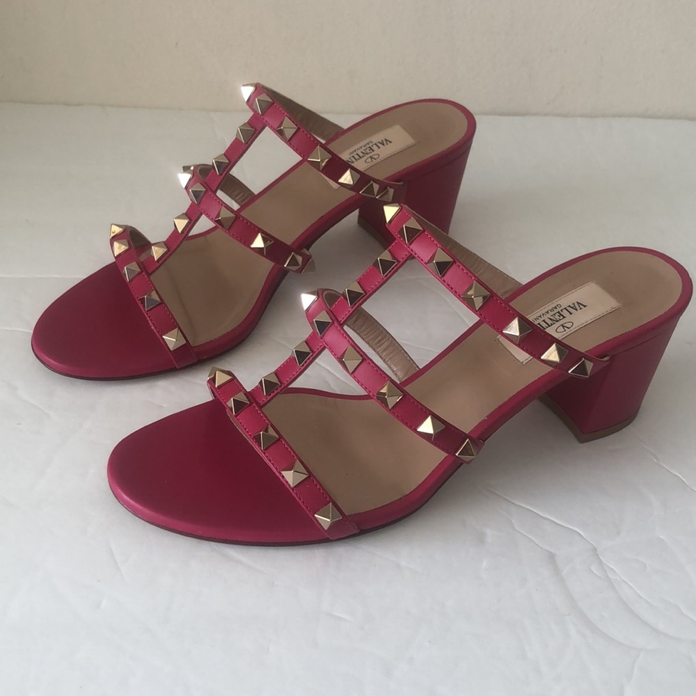 Valentino Garavani Rockstud Caged Slide Sandal Rose Violet Sz.38.5